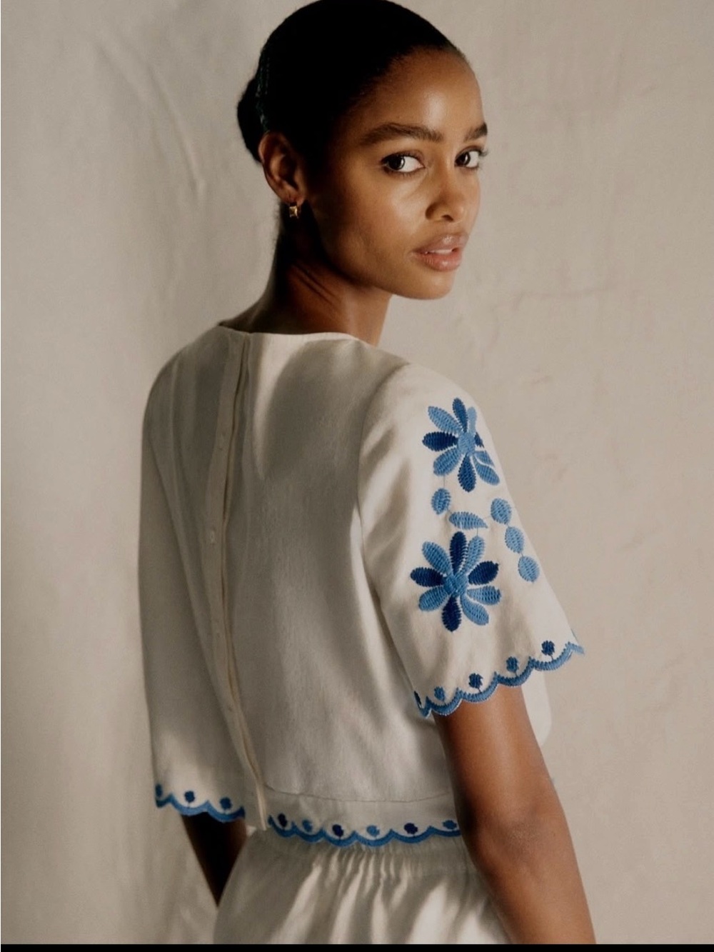 Sezane Enaline Blouse Blue Bouquet Print - Size 12 - Picture 2 of 7